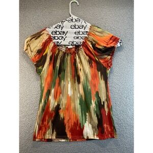 Claudia Richard Blouse Womens XL Short Flutter Sleeve Scoop Neck Embellished Top